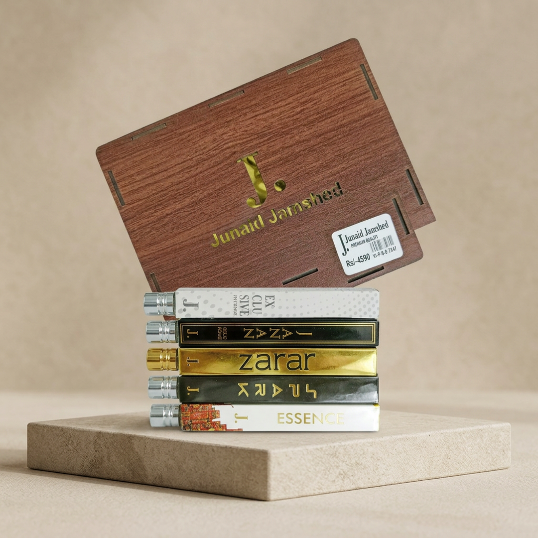 Junaid J. Jamshed 5 Pcs Wooden Perfume Set